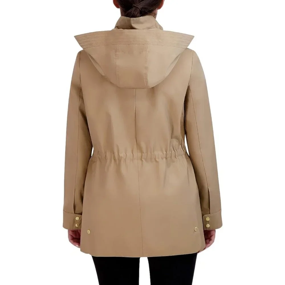 Cole Haan Adjustable Rain Short Coat Jacket Khaki Women's - Picture 3 of 3